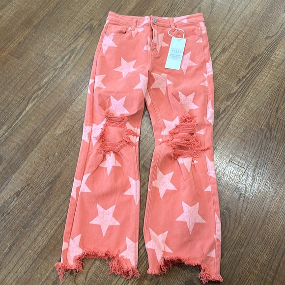 Risen: Starstruck High Rise Distressed Cropped Flare Jeans - Picture 5 of 10